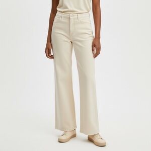 Lands End NWT High Rise Wide Leg Denim Jeans Ecru Size 12 Ivory Cream